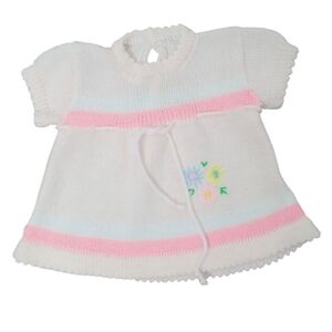 Vintage Soft Spun Pastel Pink Flower Embroidery Baby Girl Dress